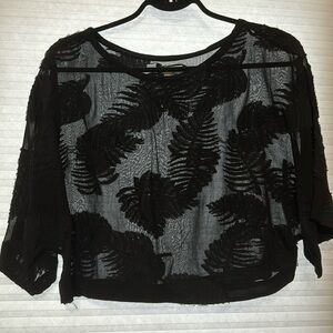 Aritzia Wilfred sheer blouse with leaf print